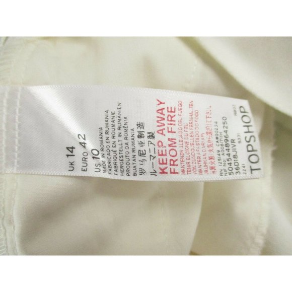 TopShop Pants Womens 10 White Slacks Relaxed Fit Tapered Stretch Casual - Picture 9 of 10